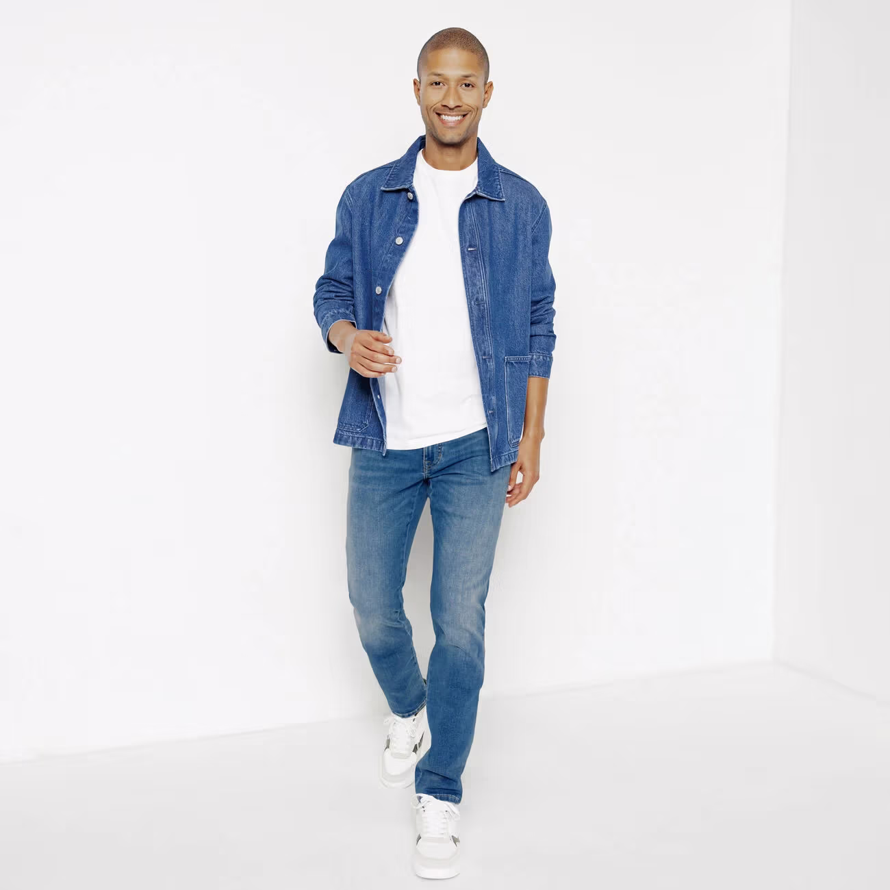 شلوار جین رگولار مردانه - 88163 - آبی وسط